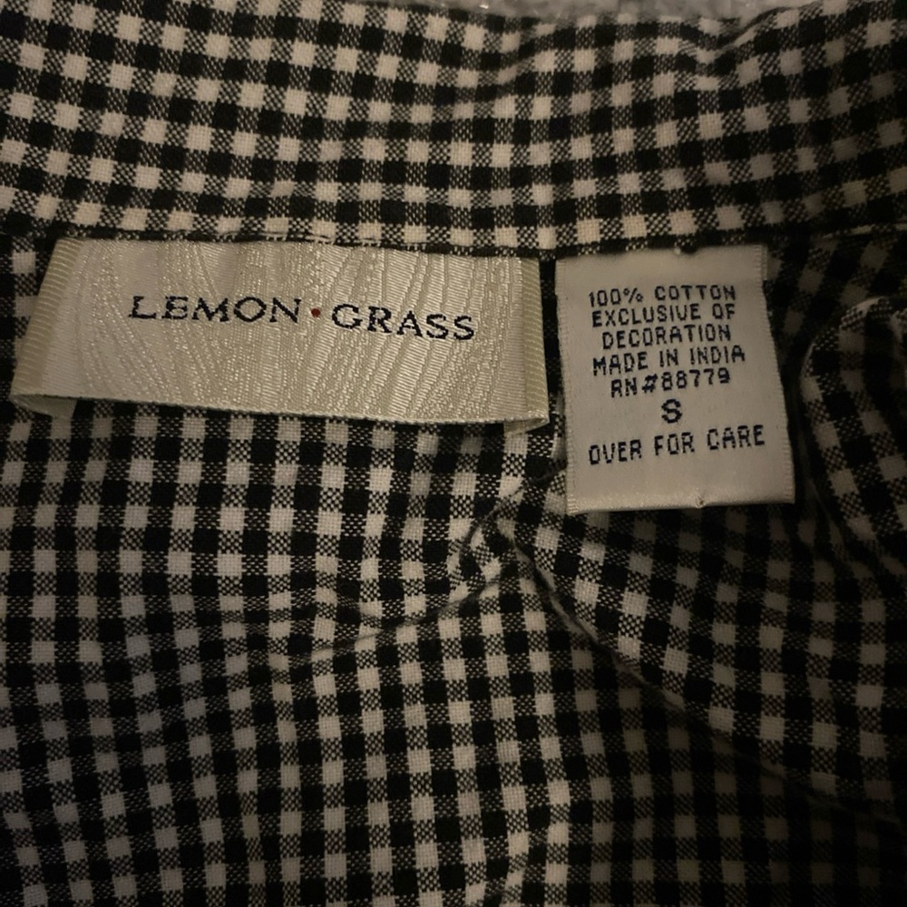 Black and White Checkered Shirt with Floral Embroidery - Picture 5 of 5